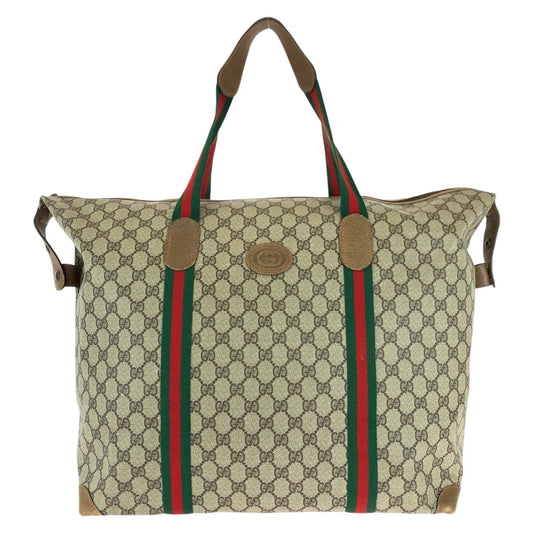 GUCCI Boston Duffel bag 89 19 012 GG Supreme Canvas Brown Old Gucci Shelly Line Interlocking