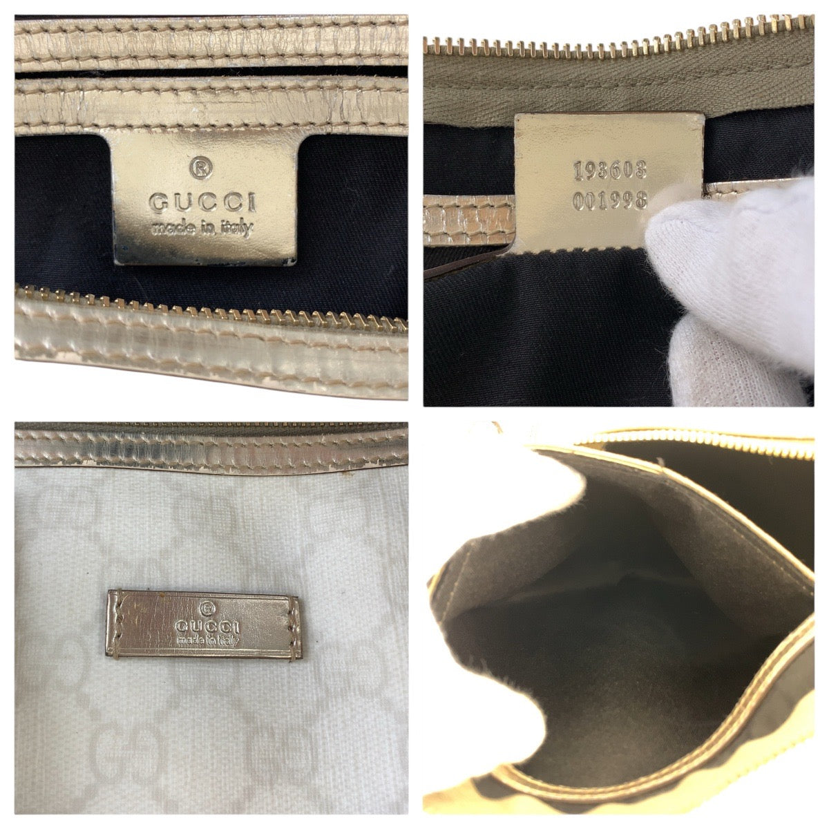 GUCCI Handbag 193603 GG Supreme canvas, leather White gold Handbags Mini Boston Duffel bag Women(Unisex) Used Authentic