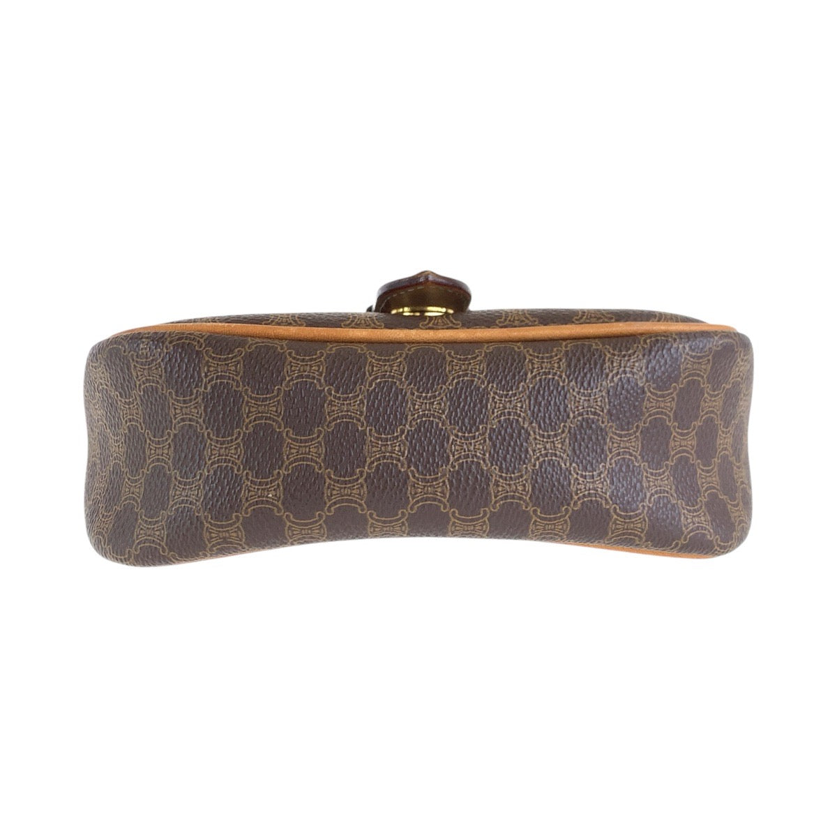CELINE Shoulder Bag PVC, Leather Brown Gold Metal Shoulder Bag pochette Macadam Medal Women Used Authentic