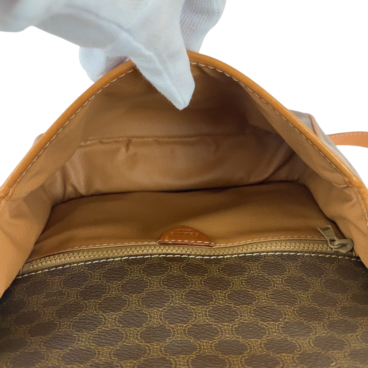 CELINE Shoulder Bag PVC Brown Gold Metal Shoulder Bag pochette Macadam Pattern Circle logo Women Used Authentic