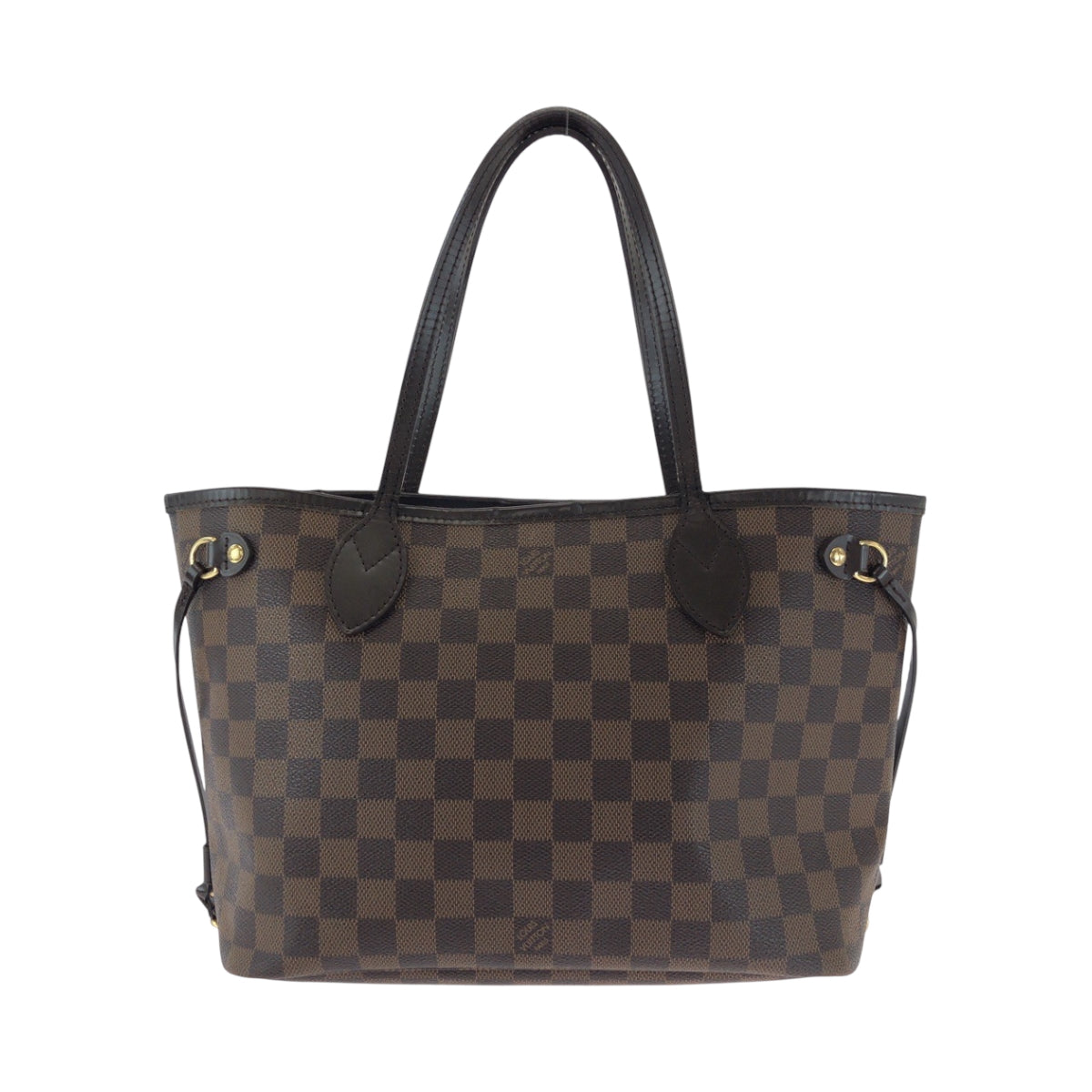 LOUIS VUITTON Tote Bag N41359 PVC Brown Gold Metal Tote Bag Shoulder Bag Damier Ebene Never full PM Women Used Authentic