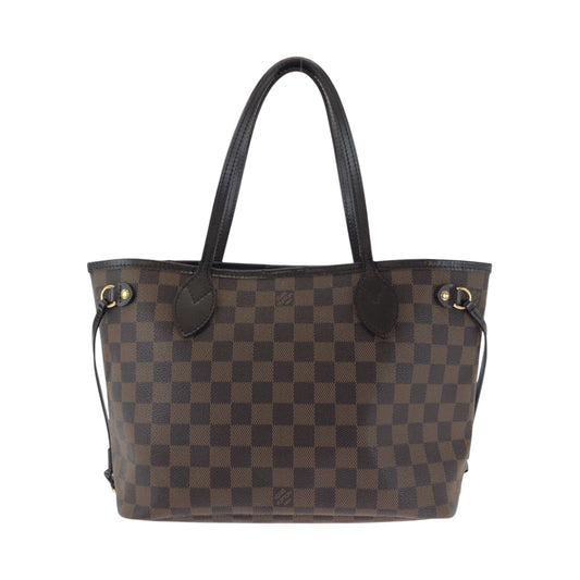 LOUIS VUITTON Tote Bag N41359 PVC Brown Gold Metal Tote Bag Shoulder Bag Damier Ebene Never full PM Women Used Authentic