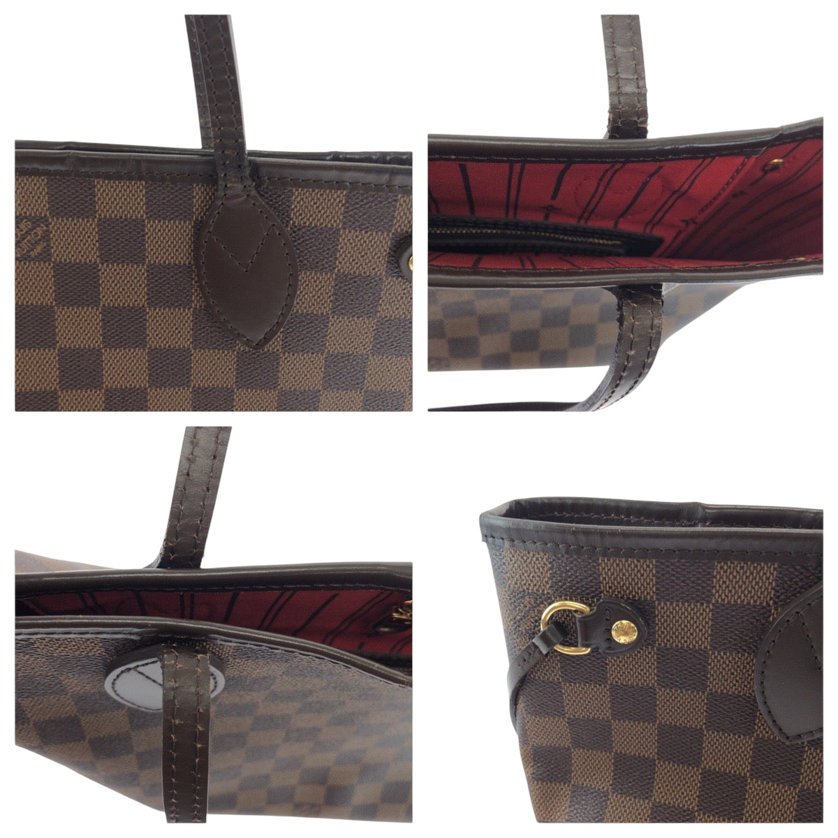 LOUIS VUITTON Tote Bag N41359 PVC Brown Gold Metal Tote Bag Shoulder Bag Damier Ebene Never full PM Women Used Authentic