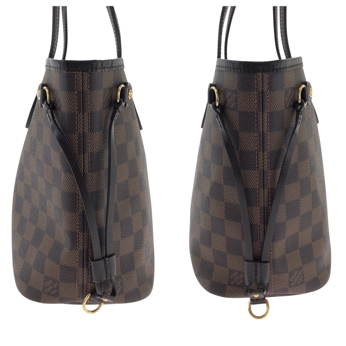 LOUIS VUITTON Tote Bag N41359 PVC Brown Gold Metal Tote Bag Shoulder Bag Damier Ebene Never full PM Women Used Authentic