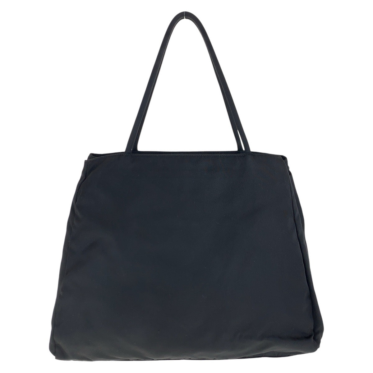 PRADA Tote Bag Nylon Black SilverMetal Tote Bag handbag Test Triangle With logo Women Used Authentic