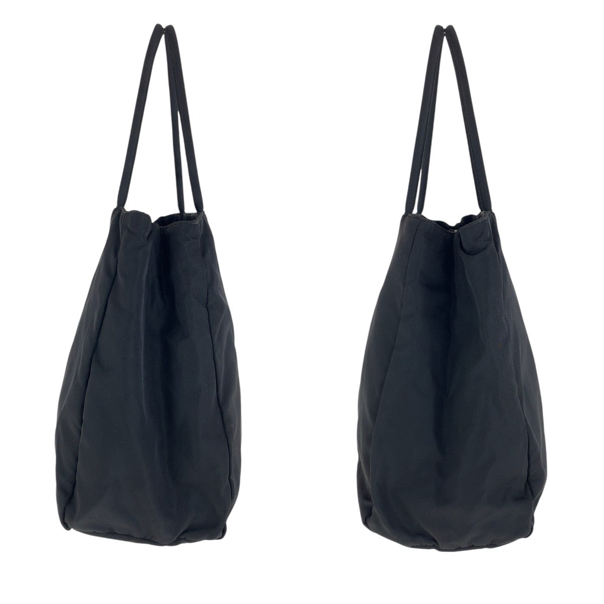PRADA Tote Bag Nylon Black SilverMetal Tote Bag handbag Test Triangle With logo Women Used Authentic