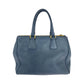 PRADA Tote Bag BN2420 leather Blue GoldMetal Tote Bag handbag Vitterodino logo Women Used Authentic