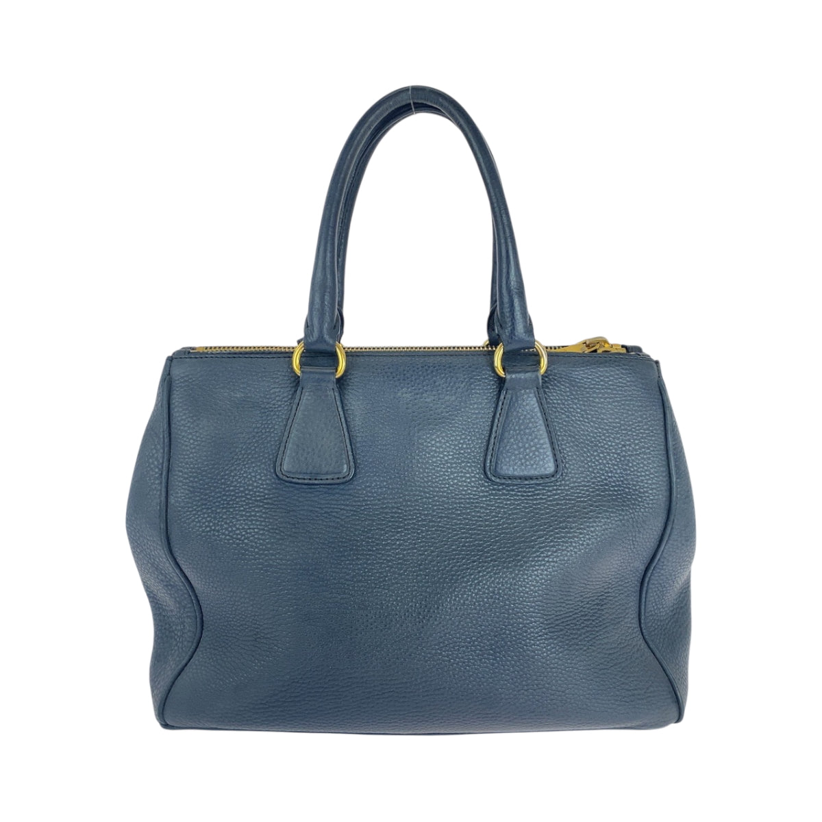 PRADA Tote Bag BN2420 leather Blue GoldMetal Tote Bag handbag Vitterodino logo Women Used Authentic