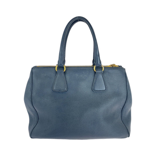 PRADA Tote Bag BN2420 leather Blue GoldMetal Tote Bag handbag Vitterodino logo Women Used Authentic