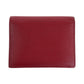 PRADA Bifold Wallet leather Red Gold Metal Folding wallet Compact wallet Safiano Women Used Authentic