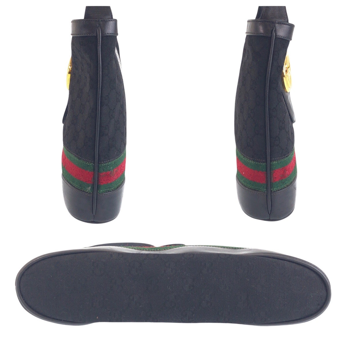 GUCCI Shoulder Bag GG canvas, leather Black GoldMetal Old Gucci Shelly Line Interlocking Women(Unisex) Used Authentic