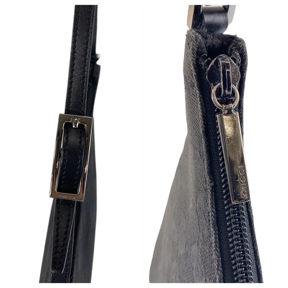 GUCCI Shoulder Bag 32160 GG canvas, leather Black black Women Used Authentic