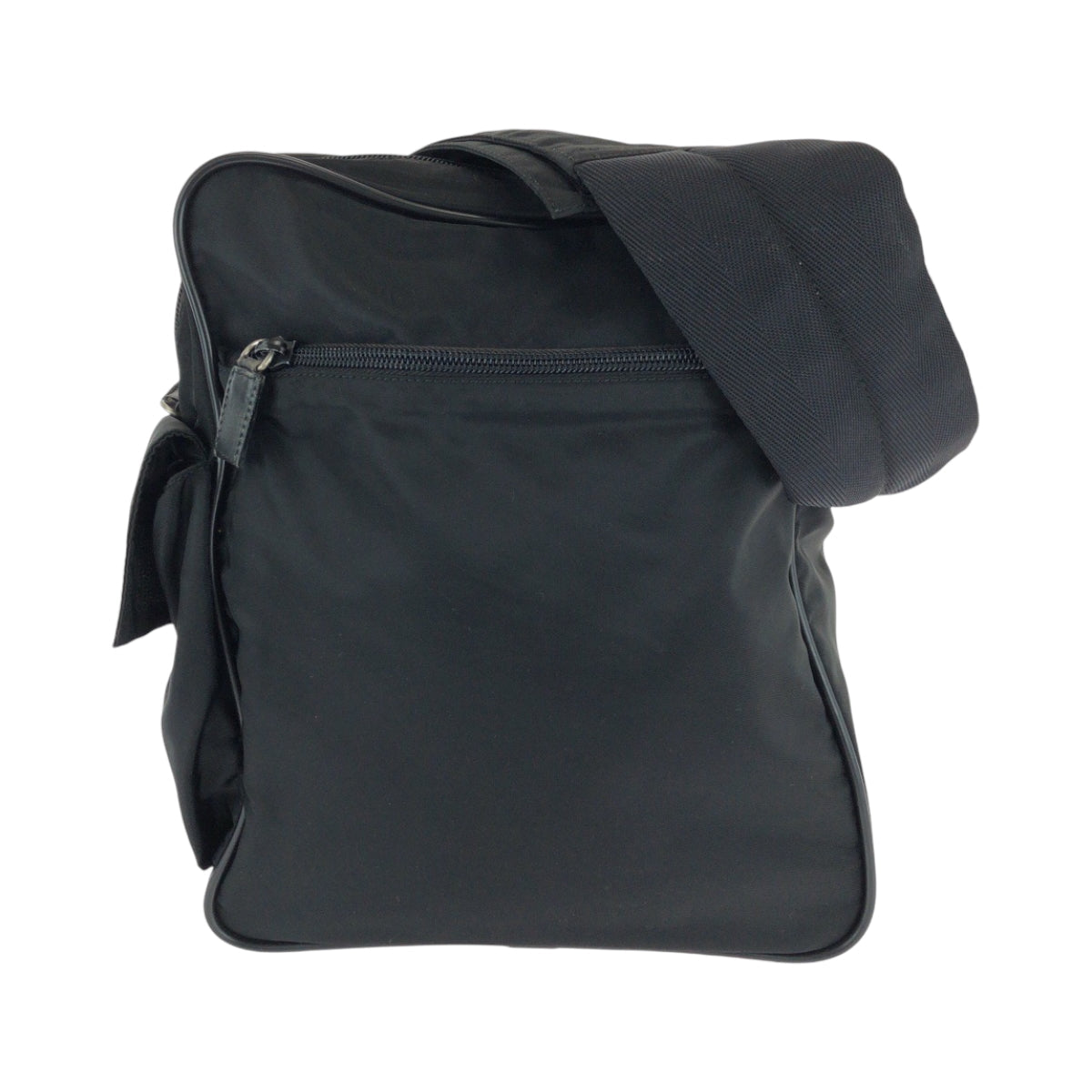 PRADA Shoulder Bag Nylon Black SilverMetal Shoulder Bag Messenger bag Test Triangle With logo mens Used Authentic