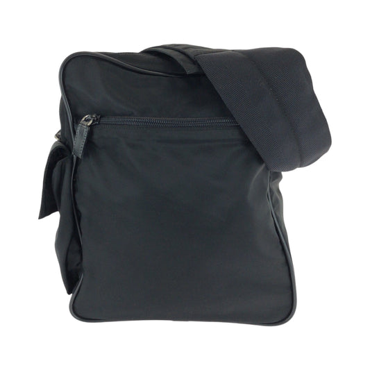 PRADA Shoulder Bag Nylon Black SilverMetal Shoulder Bag Messenger bag Test Triangle With logo mens Used Authentic