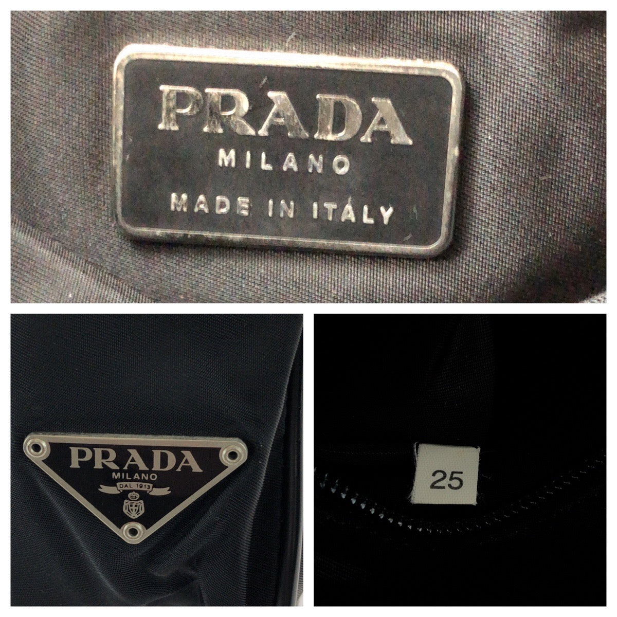 PRADA Shoulder Bag Nylon Black SilverMetal Shoulder Bag Messenger bag Test Triangle With logo mens Used Authentic
