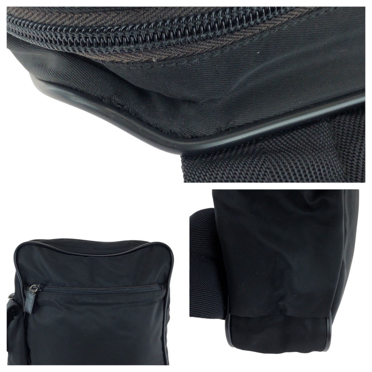 PRADA Shoulder Bag Nylon Black SilverMetal Shoulder Bag Messenger bag Test Triangle With logo mens Used Authentic