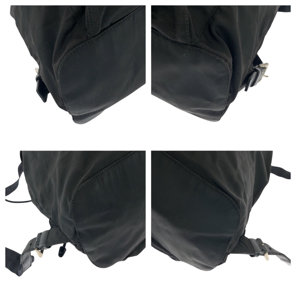 PRADA Backpack Nylon Black SilverMetal Backpack Backpack Test Triangle With logo Women Used Authentic