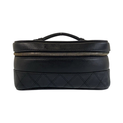 CHANEL Handbag lambskin Black GoldMetal Handbags Vanity Bags Bicolole Women Used Authentic