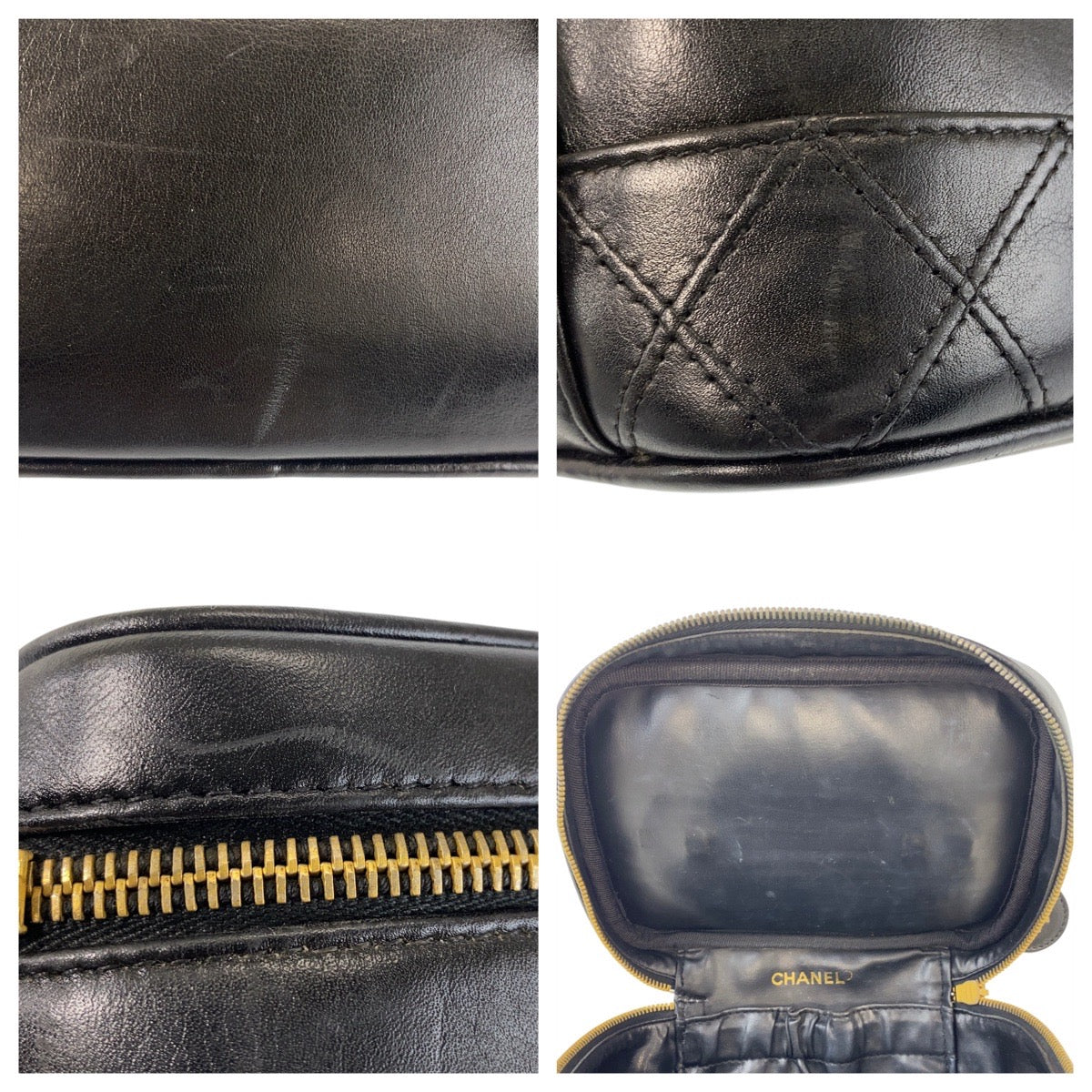 CHANEL Handbag lambskin Black GoldMetal Handbags Vanity Bags Bicolole Women Used Authentic