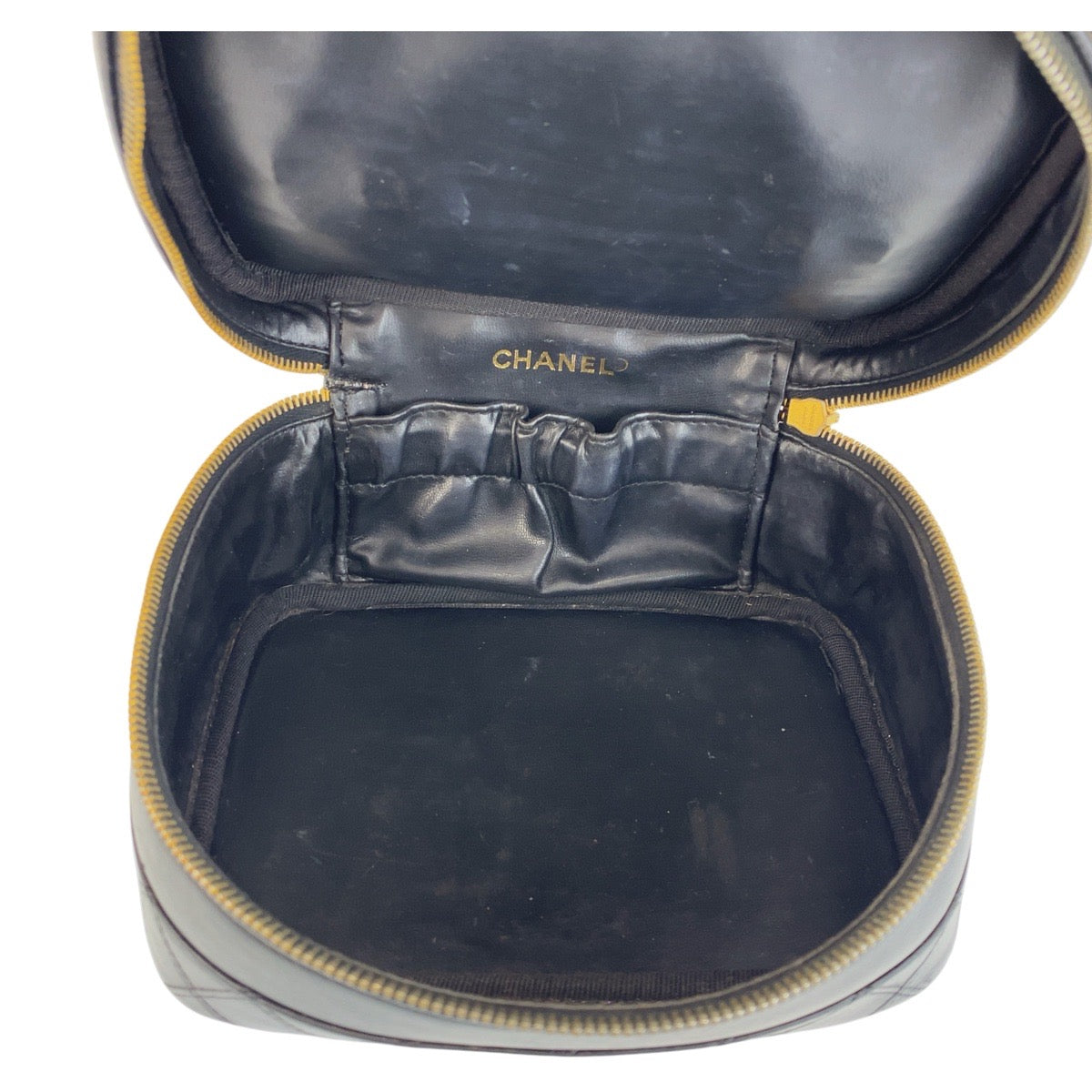 CHANEL Handbag lambskin Black GoldMetal Handbags Vanity Bags Bicolole Women Used Authentic