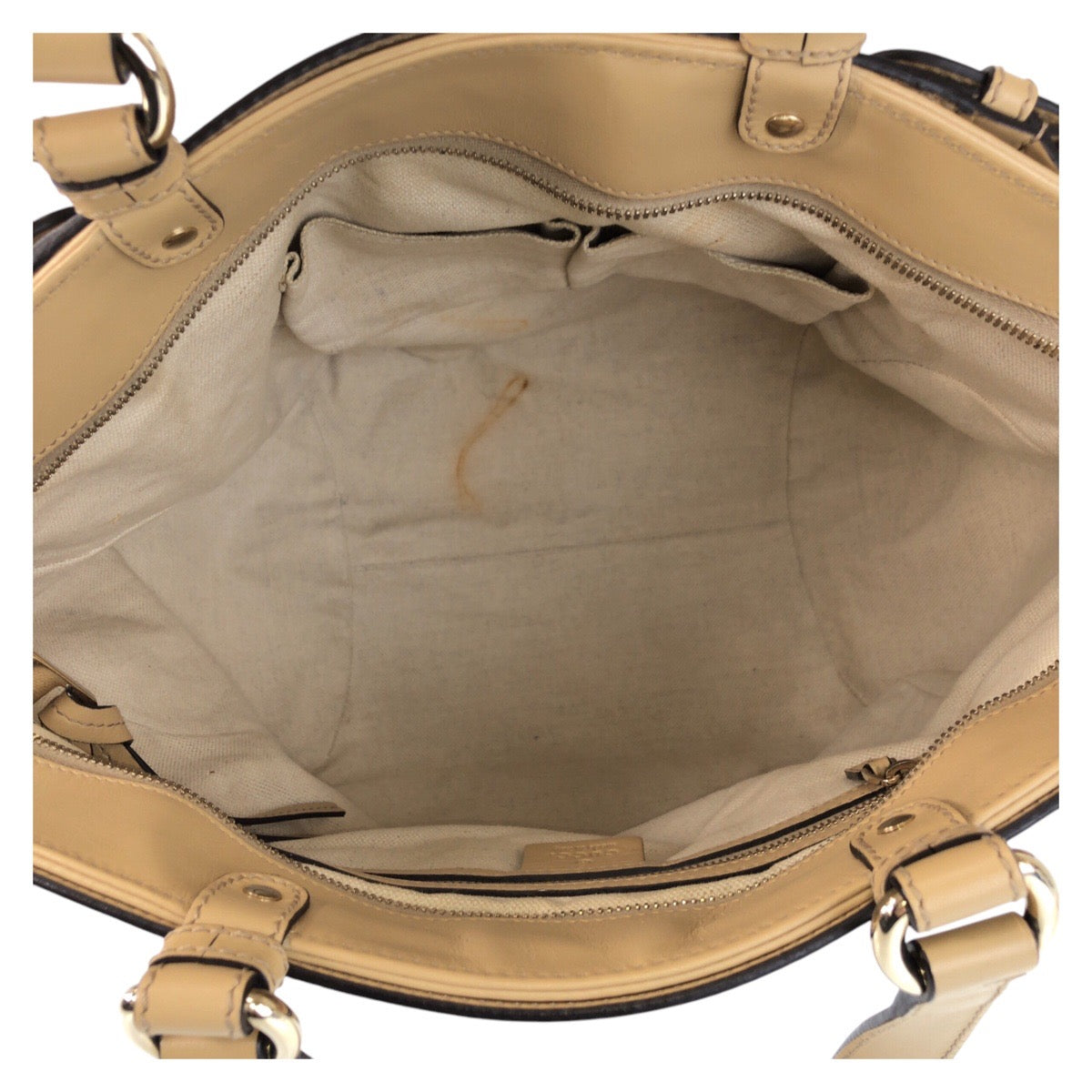 GUCCI Shoulder Bag 282312 Canvas, Leather Beige Gold Metal Shoulder Bag Tote Bag Bamboo Diamante Women Used Authentic
