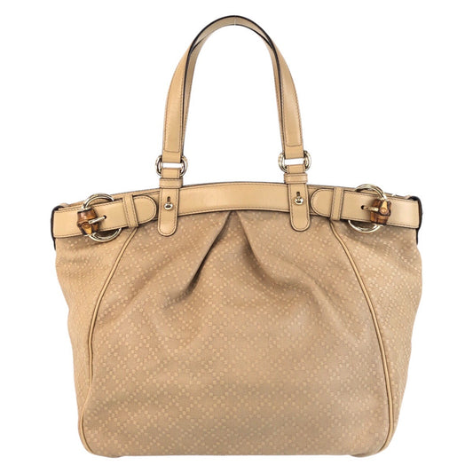GUCCI Shoulder Bag 282312 Canvas, Leather Beige Gold Metal Shoulder Bag Tote Bag Bamboo Diamante Women Used Authentic