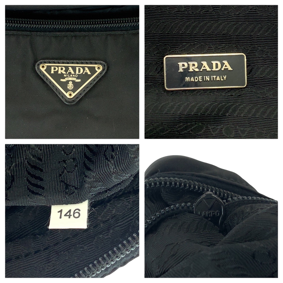 PRADA Business bag V453 Nylon Black SilverMetal Business Bag Briefcase Shoulder Bag 2way Test Triangle With logo mens Used Authentic