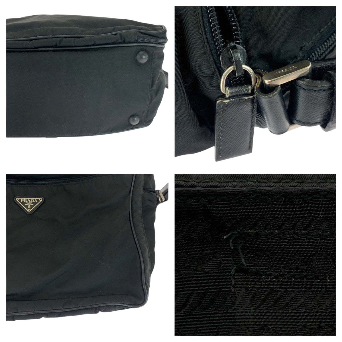 PRADA Business bag V453 Nylon Black SilverMetal Business Bag Briefcase Shoulder Bag 2way Test Triangle With logo mens Used Authentic