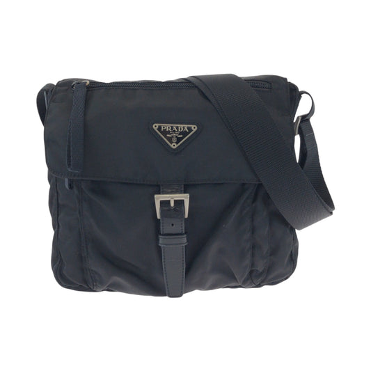 PRADA Shoulder Bag BT8994 Nylon Black SilverMetal Shoulder Bag pochette Test Triangle With logo mens(Unisex) Used Authentic