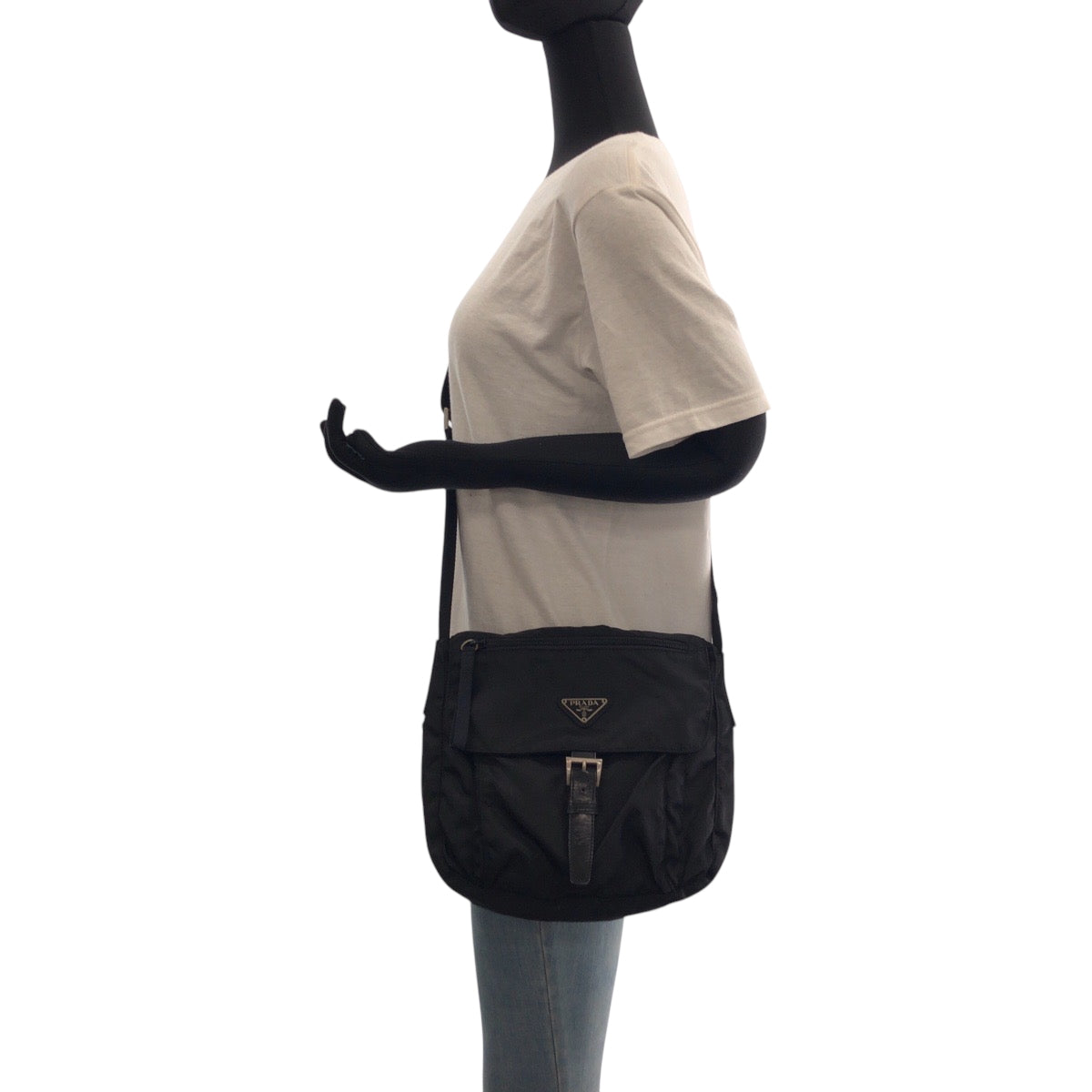 PRADA Shoulder Bag BT8994 Nylon Black SilverMetal Shoulder Bag pochette Test Triangle With logo mens(Unisex) Used Authentic
