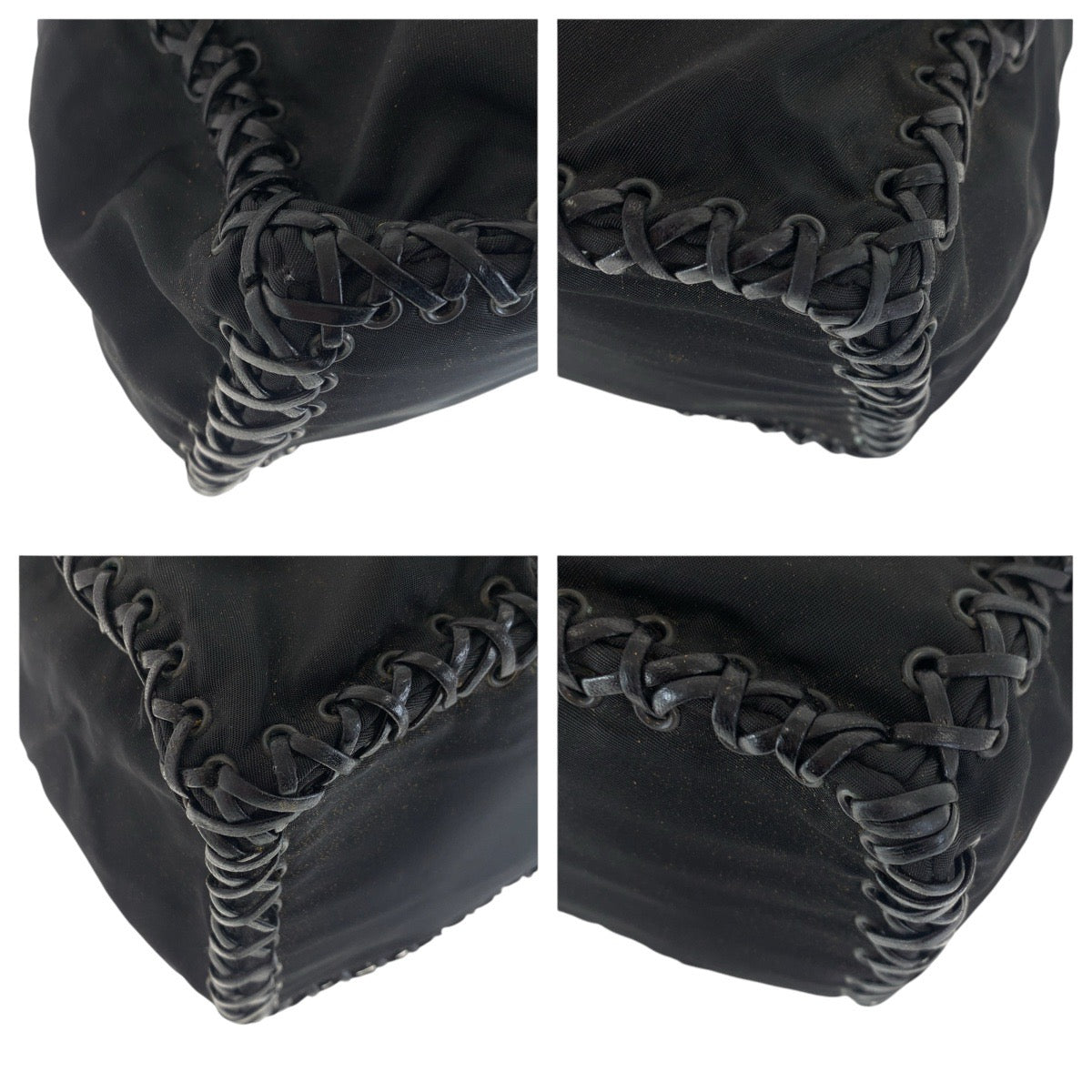 PRADA Shoulder Bag Nylon, Leather Black black Crossbody Shoulder Bag with Fringe Women Used Authentic