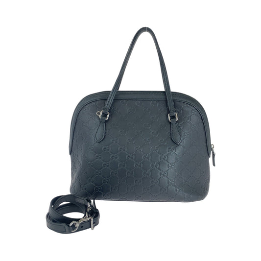 GUCCI Shoulder Bag 420023 leather Black SilverMetal Shoulder Bag Handbag 2way Guccisima Women Used Authentic