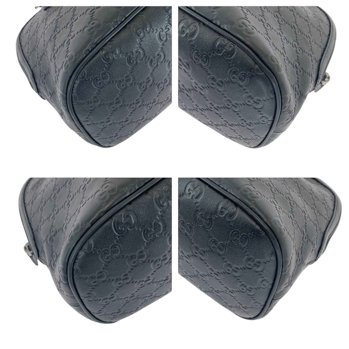 GUCCI Shoulder Bag 420023 leather Black SilverMetal Shoulder Bag Handbag 2way Guccisima Women Used Authentic