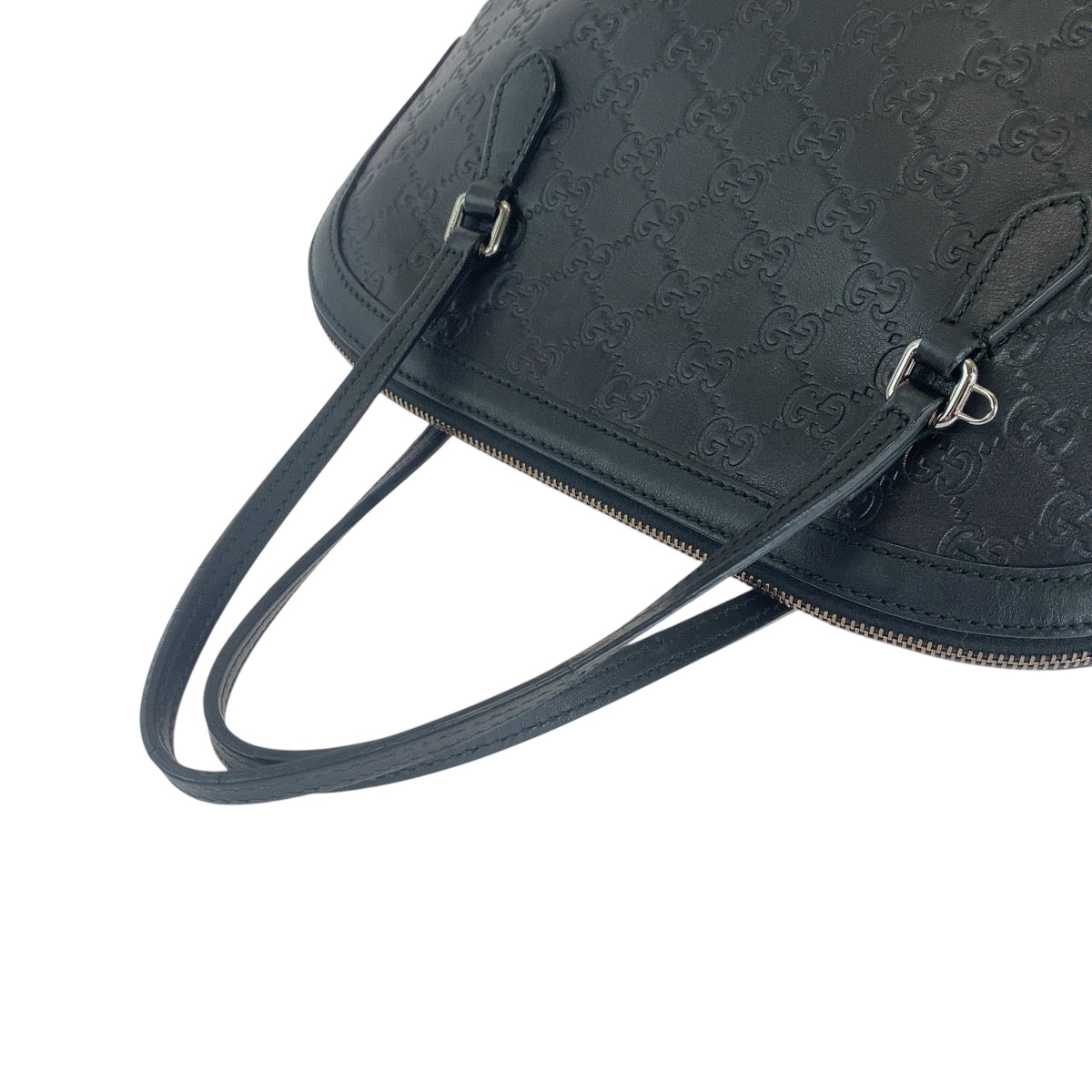 GUCCI Shoulder Bag 420023 leather Black SilverMetal Shoulder Bag Handbag 2way Guccisima Women Used Authentic