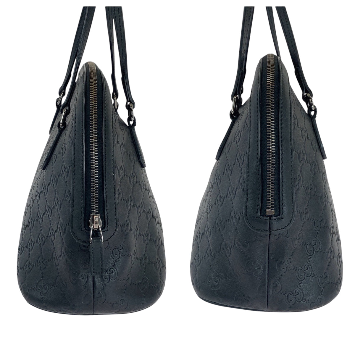 GUCCI Shoulder Bag 420023 leather Black SilverMetal Shoulder Bag Handbag 2way Guccisima Women Used Authentic