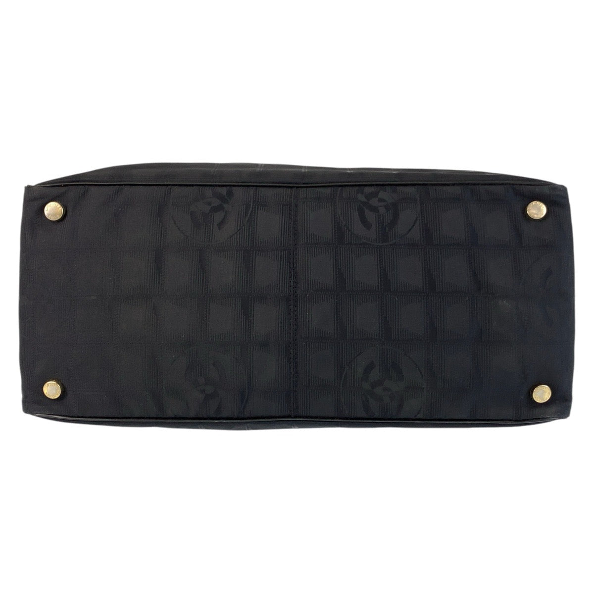 CHANEL Tote Bag Nylon, Leather Black GoldMetal Tote Bag Shoulder Bag New travel line Women Used Authentic