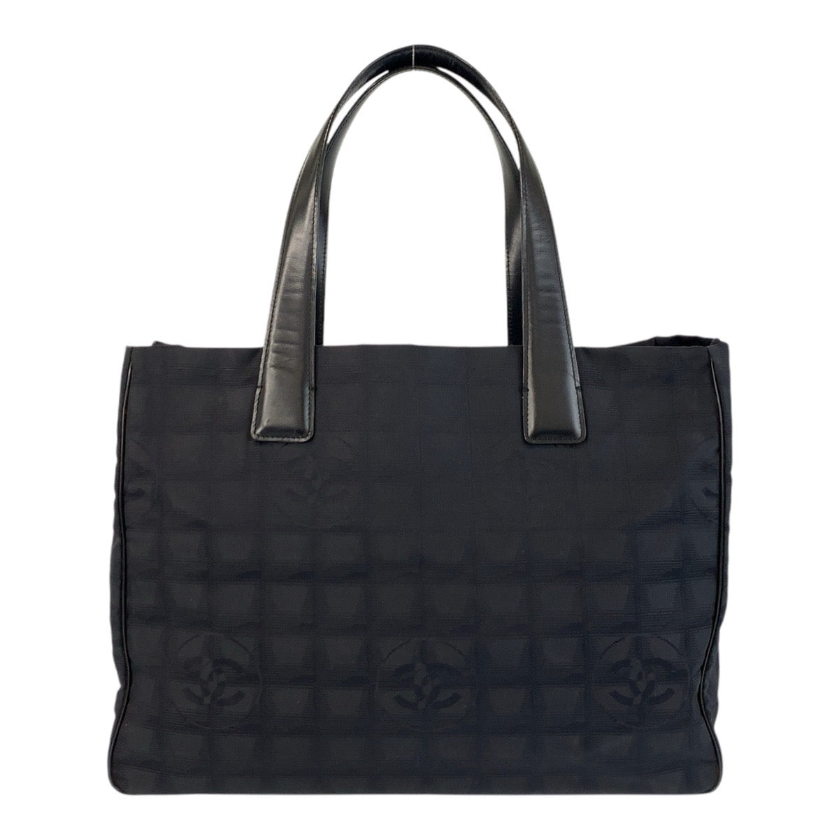 CHANEL Tote Bag Nylon, Leather Black GoldMetal Tote Bag Shoulder Bag New travel line Women Used Authentic
