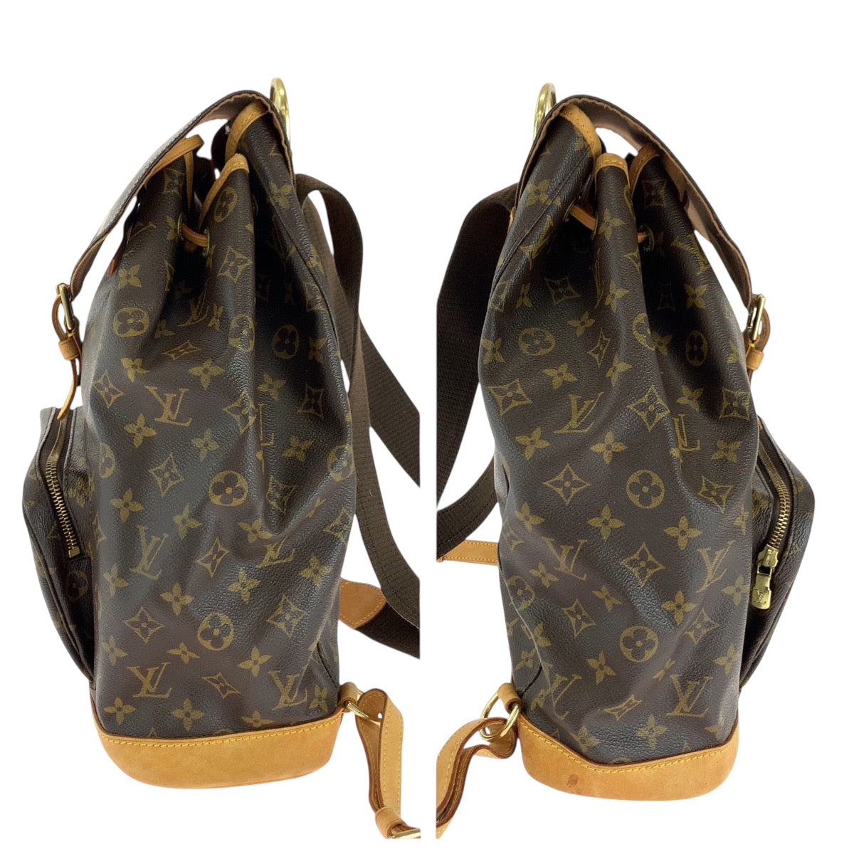 LOUIS VUITTON Backpack M51135 PVC Brown Gold Metal Monogram MontsourisGM