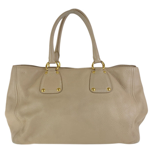 PRADA Tote Bag leather Beige Gold Metal Tote Bag Shoulder Bag 2WAY Vitterodino Women Used Authentic