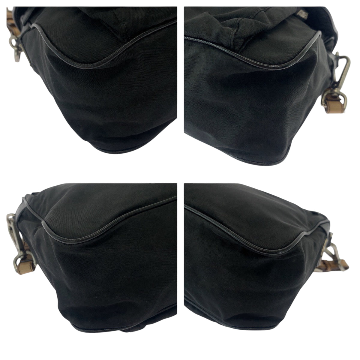 PRADA Shoulder Bag BR2156 Nylon Black Brown SilverMetal One Shoulder Bag Test Triangle With logo Women Used Authentic