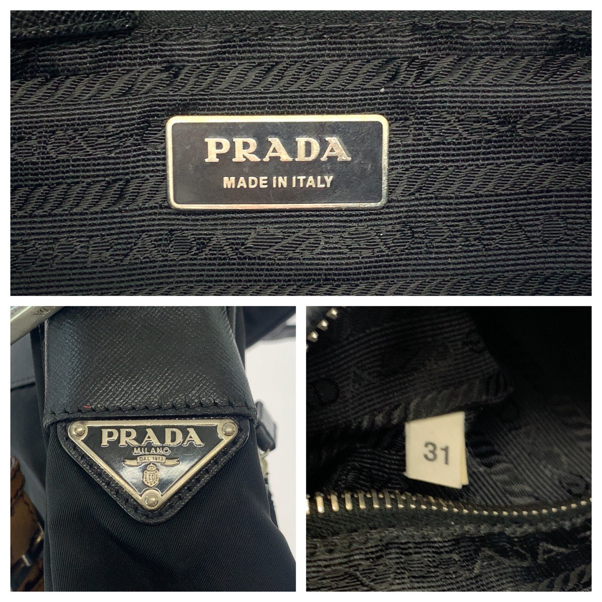 PRADA Shoulder Bag BR2156 Nylon Black Brown SilverMetal One Shoulder Bag Test Triangle With logo Women Used Authentic