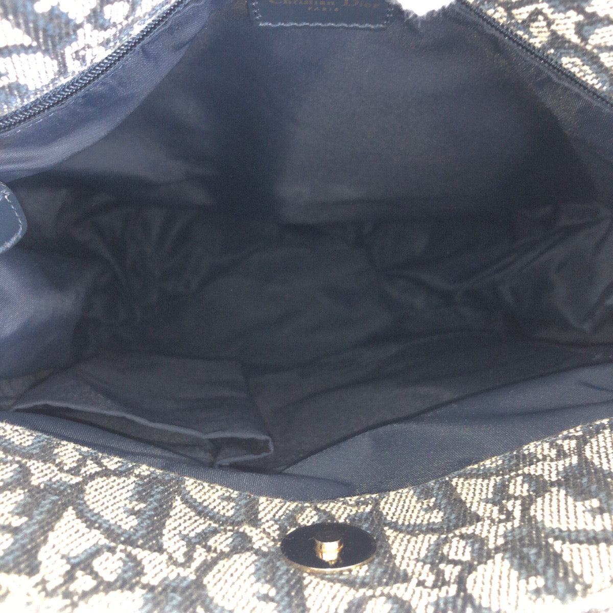 Dior Tote Bag Canvas, Leather Navy Gold Metal Tote Bag Shoulder Bag Trotter Women Used Authentic