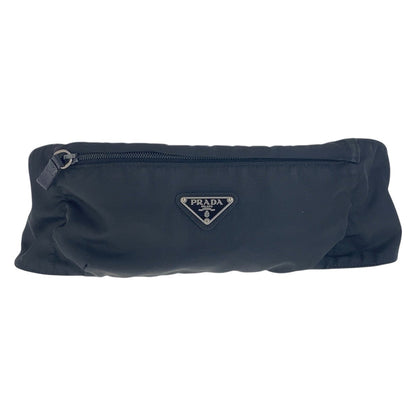 PRADA Sling bag Nylon Black SilverMetal Sling bag, waist bag, bum bag, unisex Test Triangle With logo mens Used Authentic