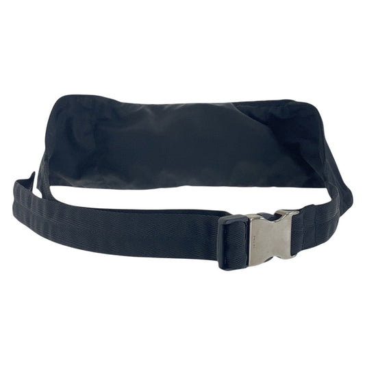 PRADA Sling bag Nylon Black SilverMetal Sling bag, waist bag, bum bag, unisex Test Triangle With logo mens Used Authentic