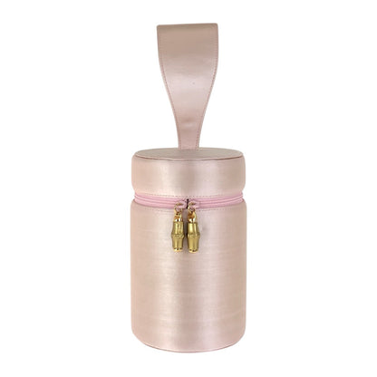 GUCCI Handbag Satin Pink Gold Metal Handbag vanity bag Bamboo Women Used Authentic
