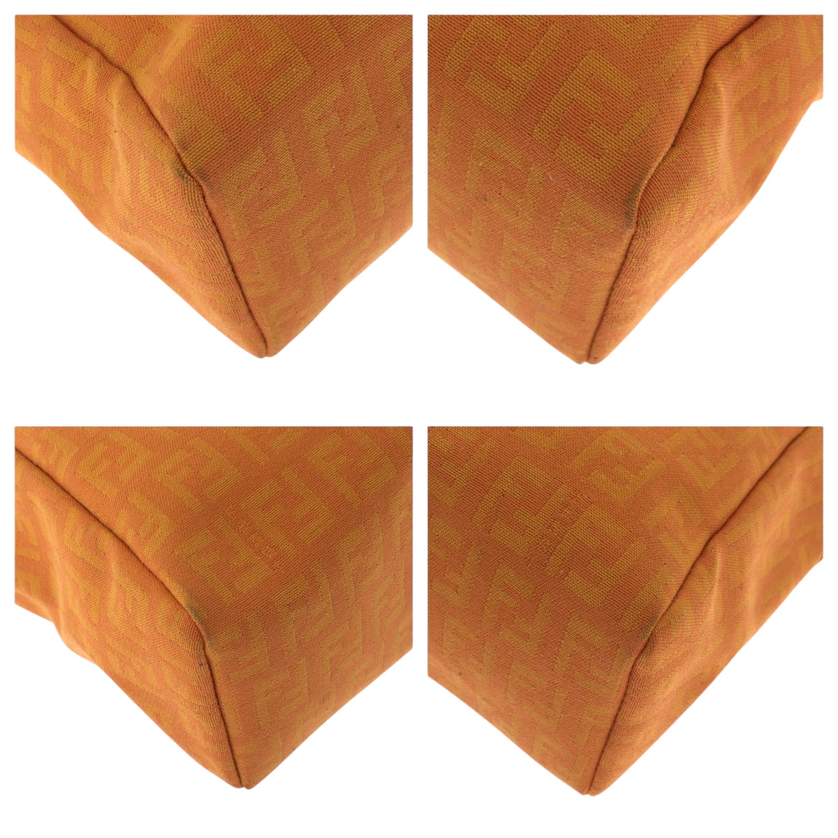 FENDI Handbag canvas Orange SilverMetal Handbag accessory pouch Zucchino Women Used Authentic
