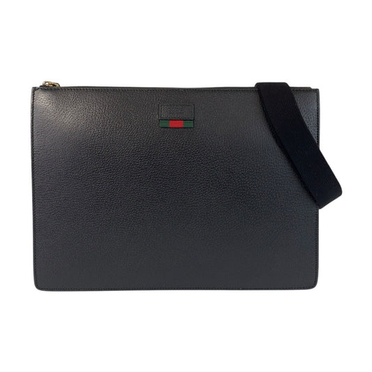 GUCCI Shoulder Bag 450976 leather Black GoldMetal Shoulder Bag Clutch bag 2way Sherry line mens Used Authentic