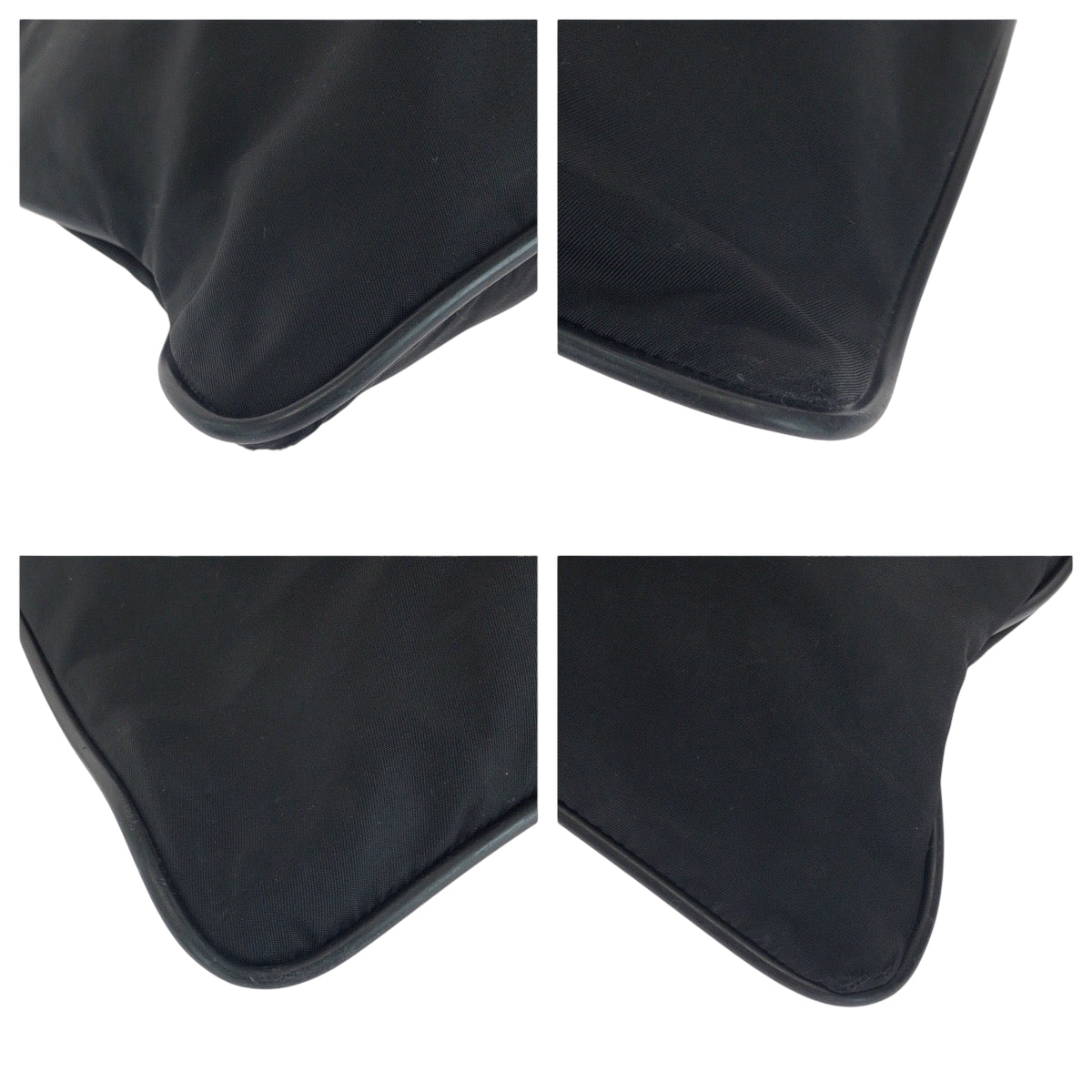 PRADA Shoulder Bag Nylon Black SilverMetal Shoulder Bag Sacoche Test Triangle With logo Women Used Authentic