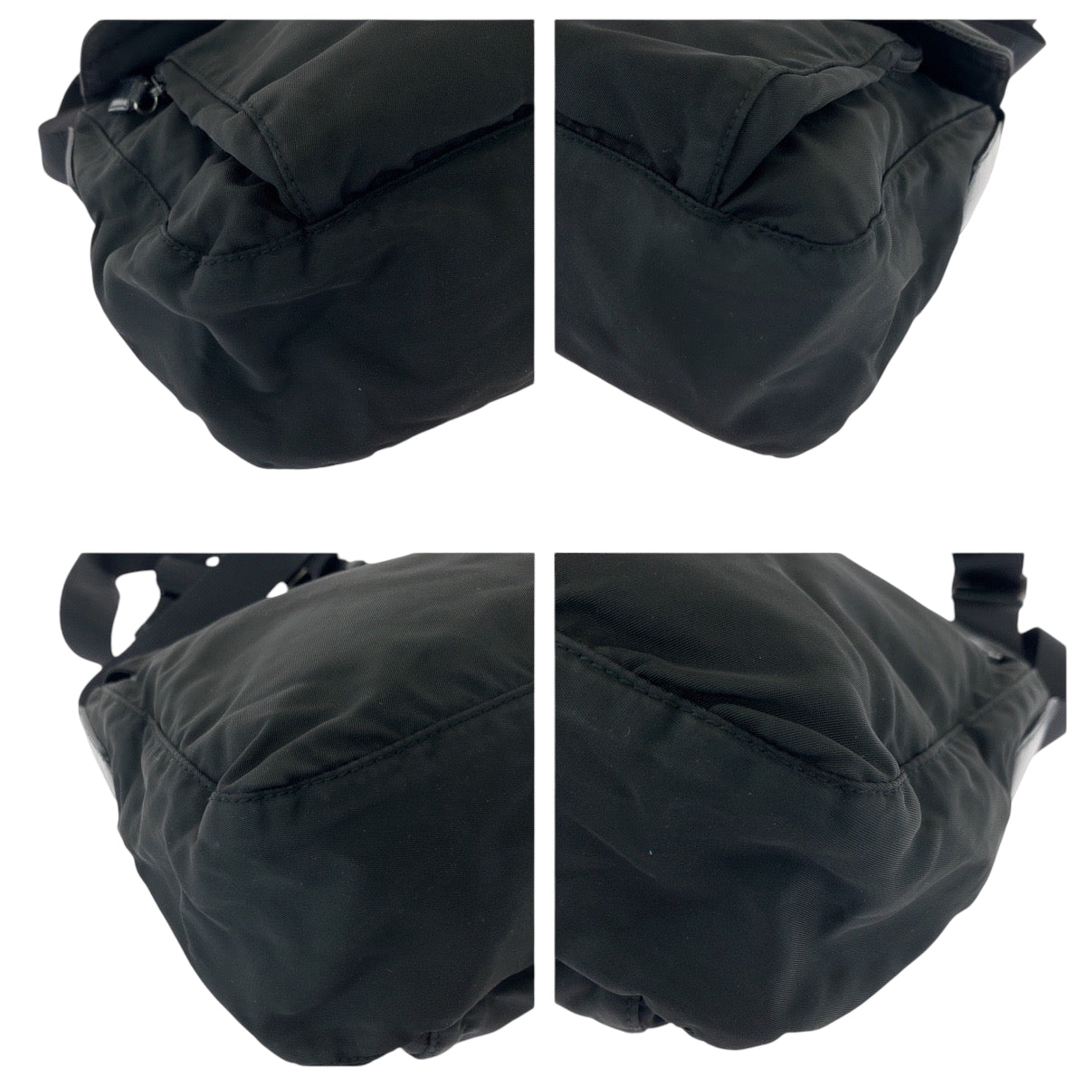 PRADA Shoulder Bag Nylon Black SilverMetal Shoulder Bag pochette Test Triangle With logo Women Used Authentic