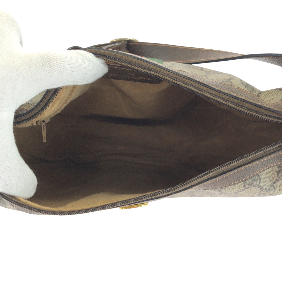 GUCCI Shoulder Bag 68 001 3840 GG Supreme Canvas Beige Brown SilverMetal Shoulder Bag pochette Old Gucci Shelly Line Women Used Authentic